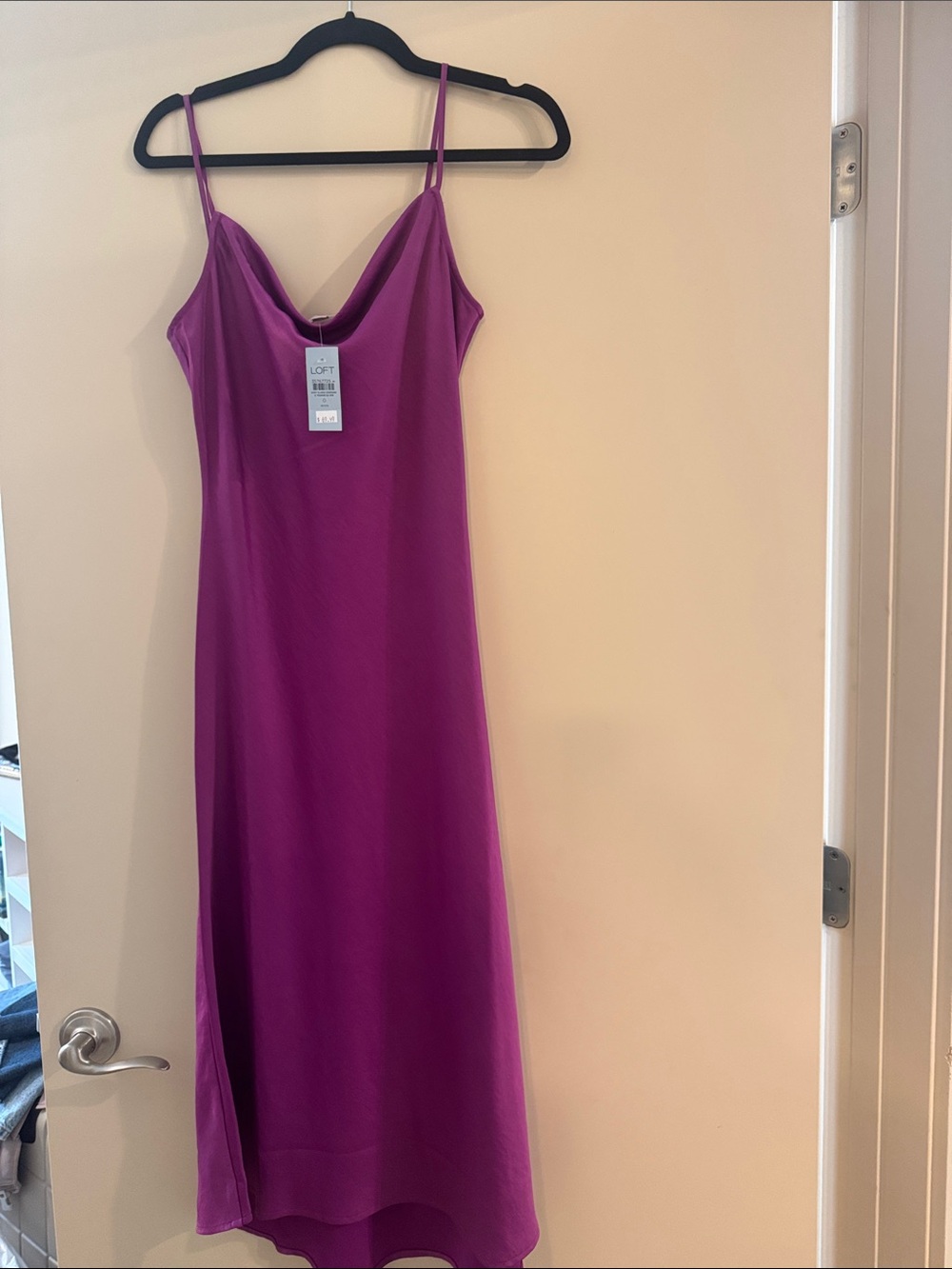 LOFT Magenta Slip Dress with Slim Spaghetti Straps